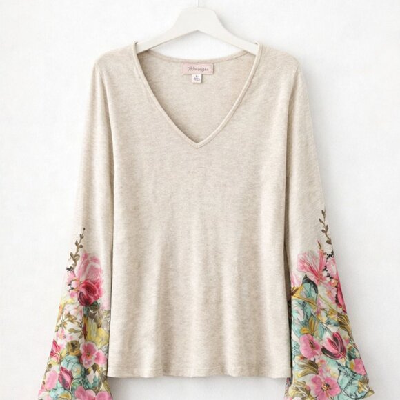 Philosophy Sweaters - Philosophy Republic Floral Bell Sleeve Sweater